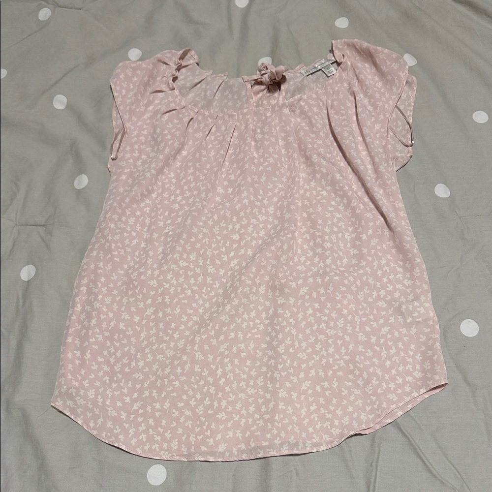 LC Lauren Conrad Blush Pink Patterned Blouse